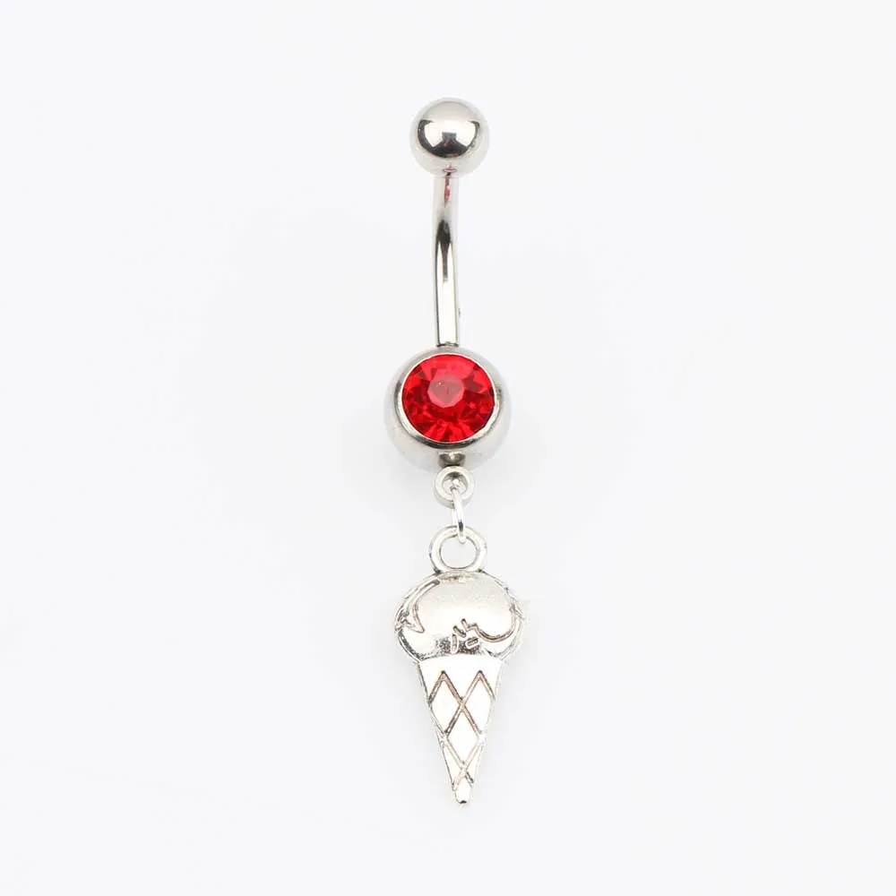New Summer Ice Cream Navel Nail Cute Body Piercing Crystal Dangle Belly Button Ring Bar Women Girls Jewelry | Украшения и