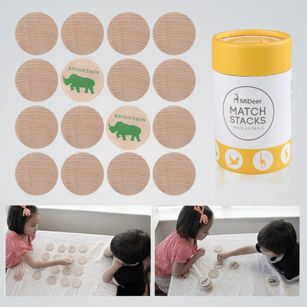 Шт. 16 шт. деревянные соответствующие игры круглые карточки памяти обучение цвет