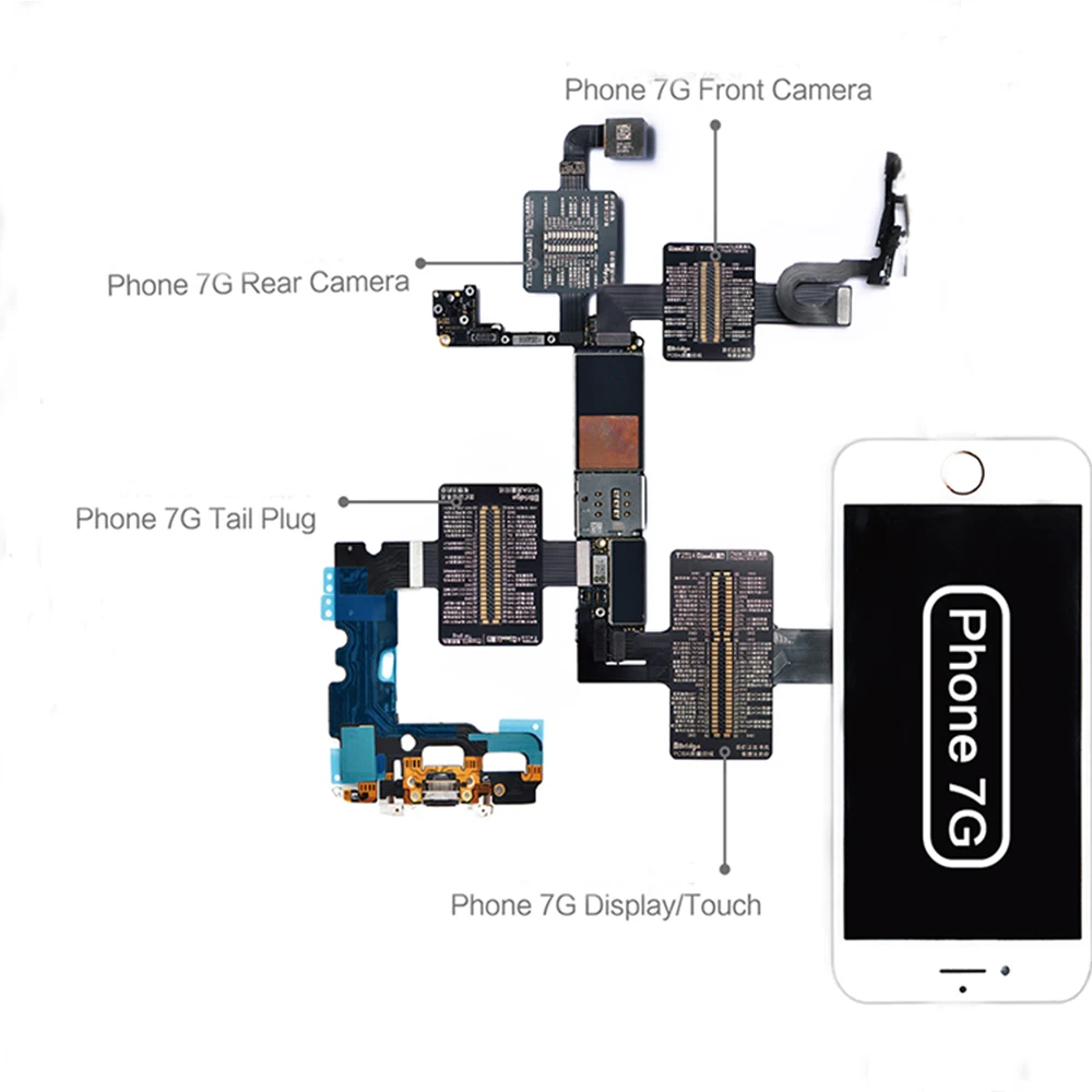 PCB Тестирование Flex кабель для передачи данных для iPhone 6/6 P/6s/6s P/7/7 Plus/задняя подставка для камеры Разъем сенсорный экран расширение тестер инструмент для ремонта