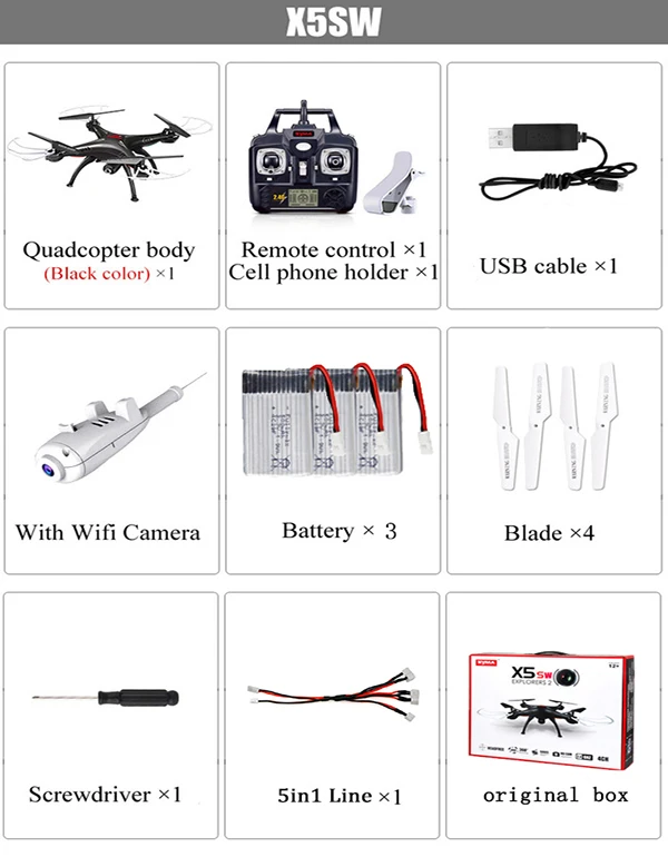 X5SW Black 3bat5inLN SYMA X5SW WI-FI RC квадролет с дистанционным управлением с видом от первого лица Квадрокоптер с дистанционным управлением и Камера Безголовый 2,4G 6-осевой в режиме реального времени, дистанционное Управление вертолет Квадрокоптер игрушка - Цвет: X5SW Black 3bat5inLN