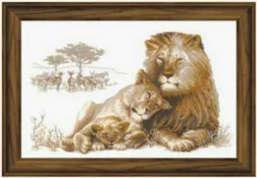 

Top Quality Lovely Cute Counted Cross Stitch Kit Lions' Heaven Lion Family and Cub Love Beast riolis 100-013