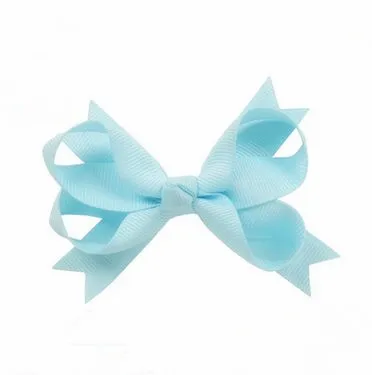 100pcs/lot    New Hair Bows Clips Ribbon Barrettes for Girls  Lt Blue