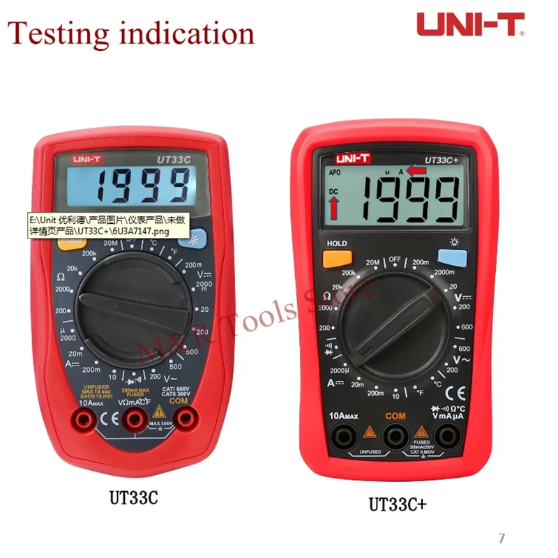 UNI T UT33C+ размер ладони цифровой мультиметр 1999 Кол-во ручной тестер переменного тока Вольтметр Омметр температура диод тестер 2 м падение Pr