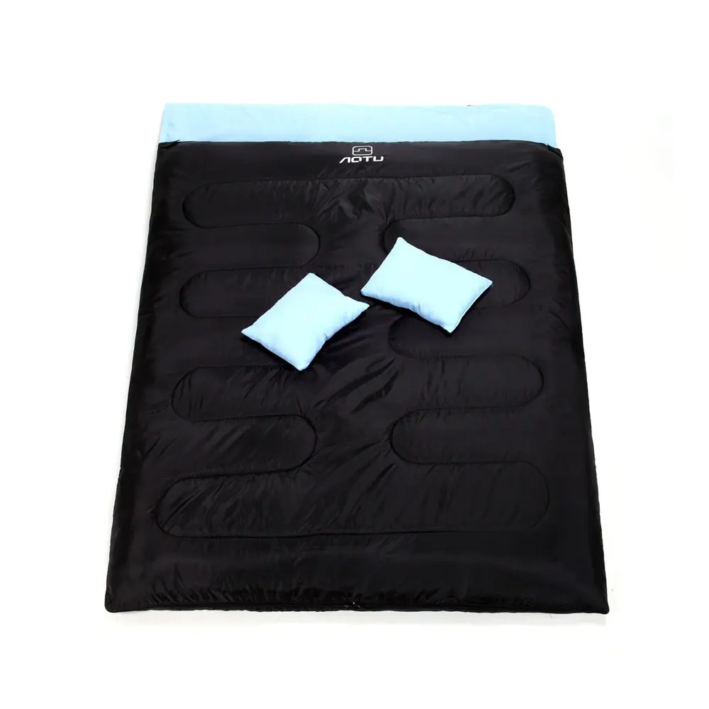 Koop Camping Outdoor Toeristen Dubbele Thermische Slaapzak Outdoor Camping Wandelen Slaapzak Met 2 Kussens Winter Warme Slaapzak