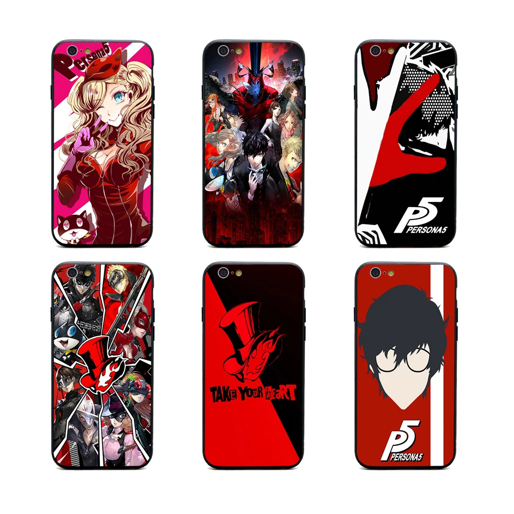 Persona 5 направляющие Чехлы для телефона из термополиуретана + PC черные чехлы iPhone X 6