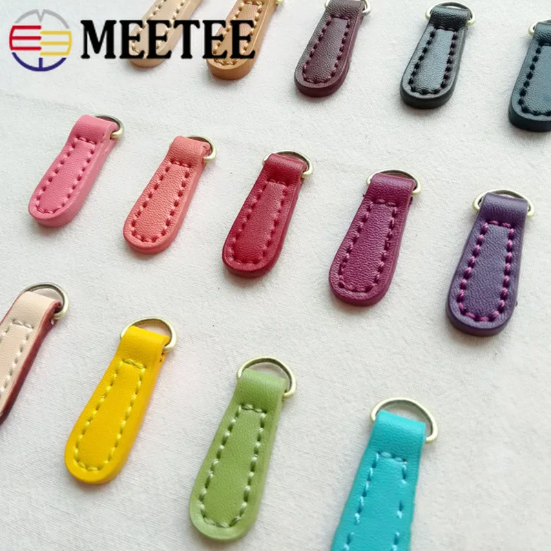 Meetee 10 шт. 1,4*4 см двухслойная воловья кожа молния Съемник Молния замок голова DIY ручной швейный багаж для одежды Пряжка Кулон ZT003