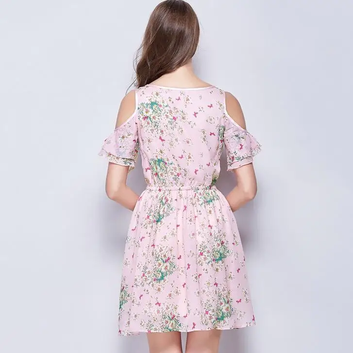 2017 новый распечатать лето dress женщины повседневная коротким рукавом chic шифон