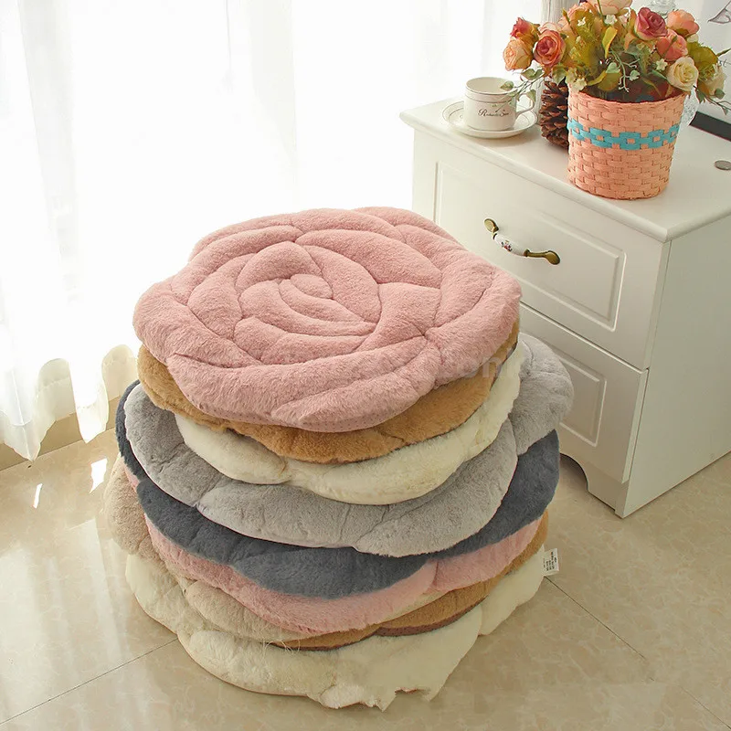 

Soft Comfortable Cushion Chair Cushions For Chair 3D Rose Solid Seat Cushion Round Floor Cushion Home Office 45cm/55cm