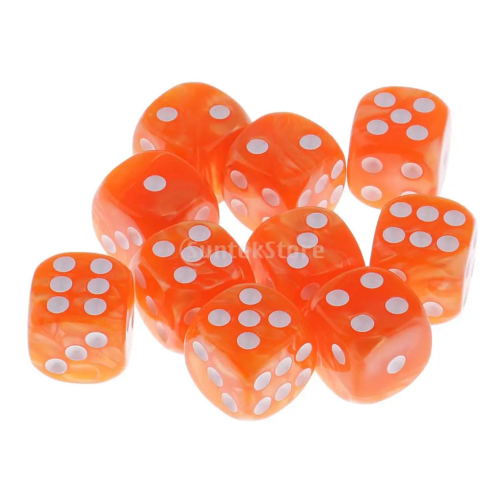 10 Pieces 6-sided Die Pearlized Spot Dice D6 for Party Pub Casino Supplies Table Game Props DIY 1.6cm | Спорт и развлечения
