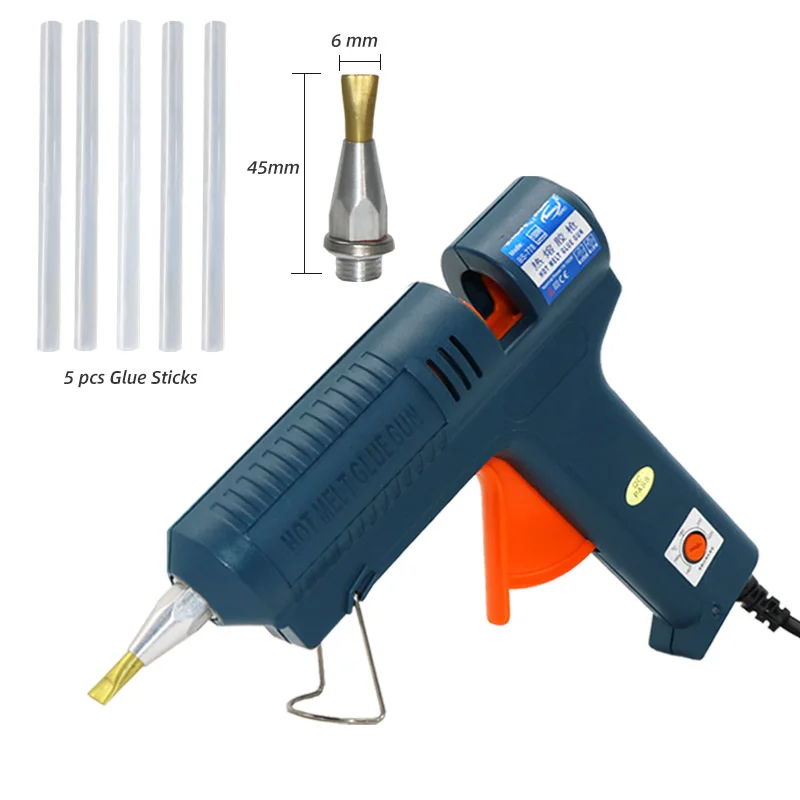 6mm Nozzle Клеевой пистолет с регулируемой температурой 150 Вт, пистолет для горячего клея, флейтовое сопло, профессиональный промышленный клеевой пистолет, Электрический домашний пистолет для рукоделия - Цвет: 6mm Nozzle