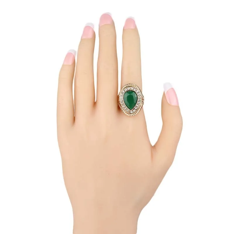 Новинка 2015 модное обручальное кольцо золотого цвета с зеленым камнем подарок