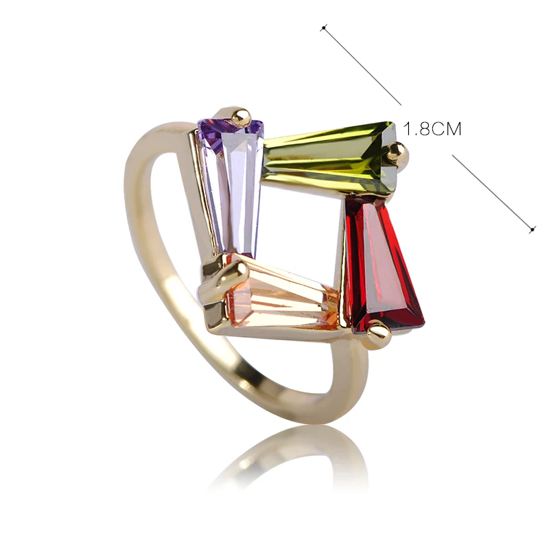 Женские тонкие кольца MECHOSEN разноцветные медные золотого цвета со стразами |