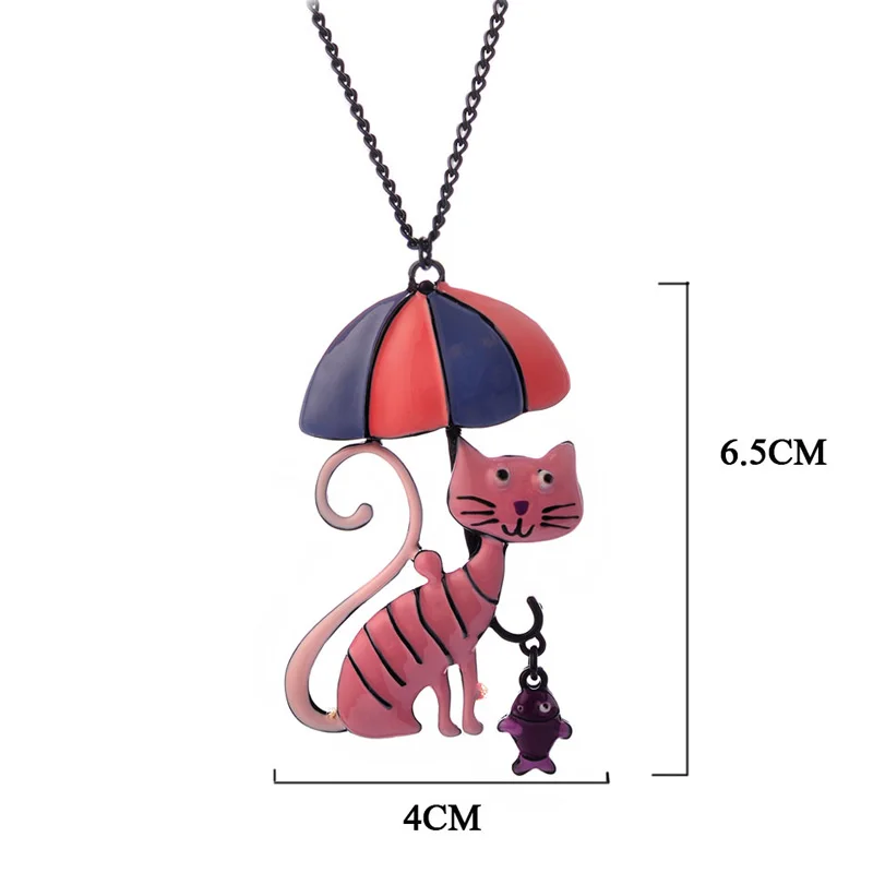 Vintage Statement Necklace Women Cute Cat Fish Long Necklaces Metal Link Chain Female Pendants Best Friends Pendant Kids Jewelry | Украшения