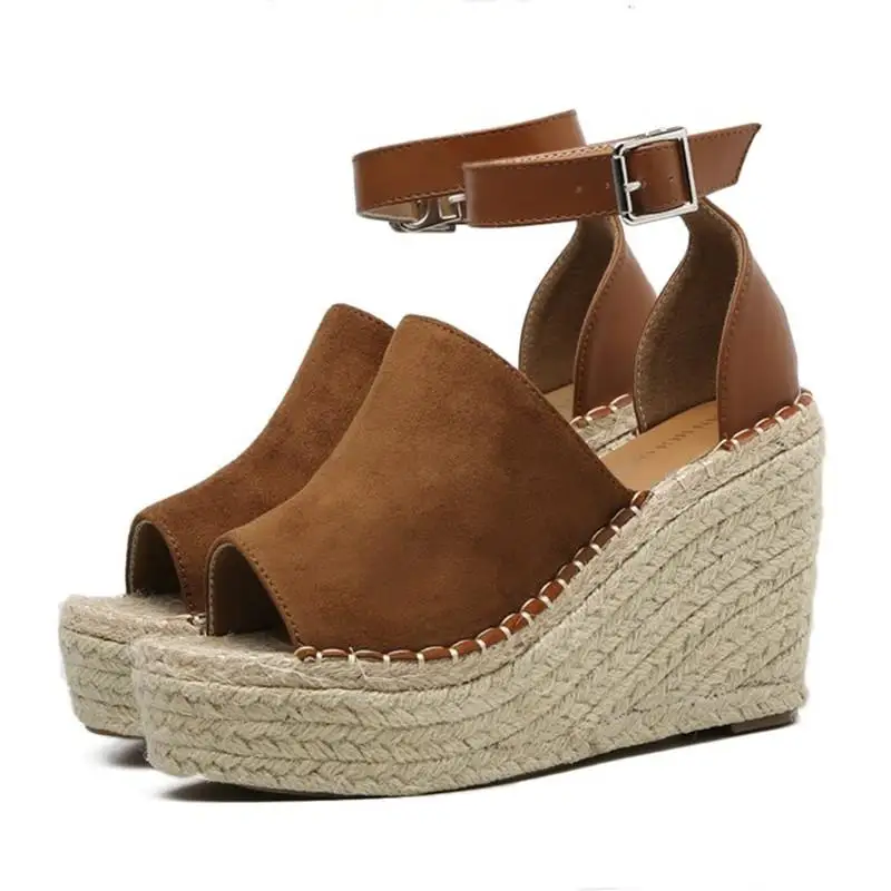 

New 2018 Summer Women Sandals Wedge Heels Peep Toe Shoes Fashion Comfortable Rome High Heels Beach Shoes Plus Size 42 43