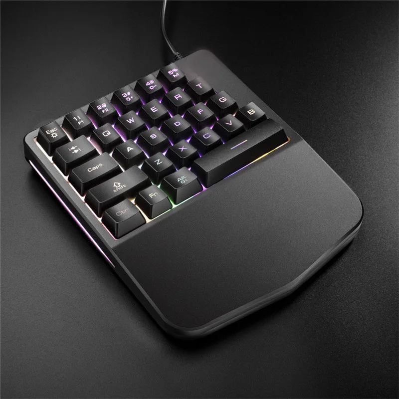 CAPRPIE K108 Проводная 28 клавиш светодиодная подсветка USB эргономичная Одиночная клавиатура игровой клавиатуры 81219