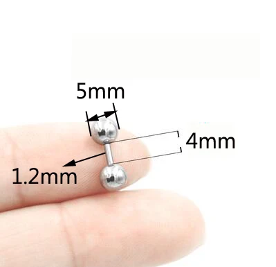1.2x4x5mm 1 шт., короткая штанга, прямые кольца со штангой, изогнутый пирсинг для бровей, пирсинг для ушей, PA, ниппель, вагинальное кольцо, серия колец, бар, ювелирные изделия для тела - Окраска металла: 1.2x4x5mm