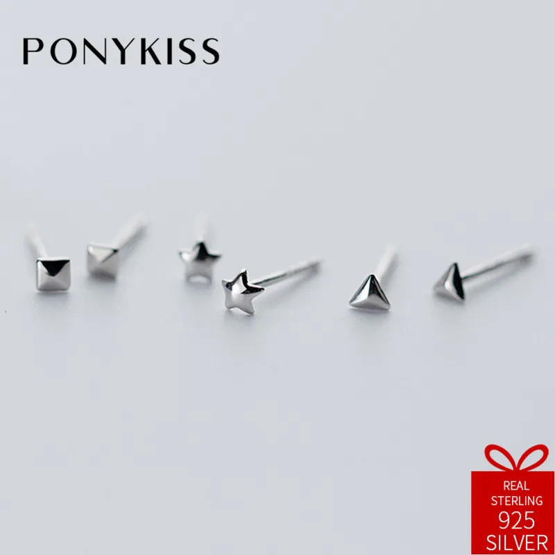 Женские серьги гвоздики PONYKISS модные из 100% стерлингового серебра 925 пробы