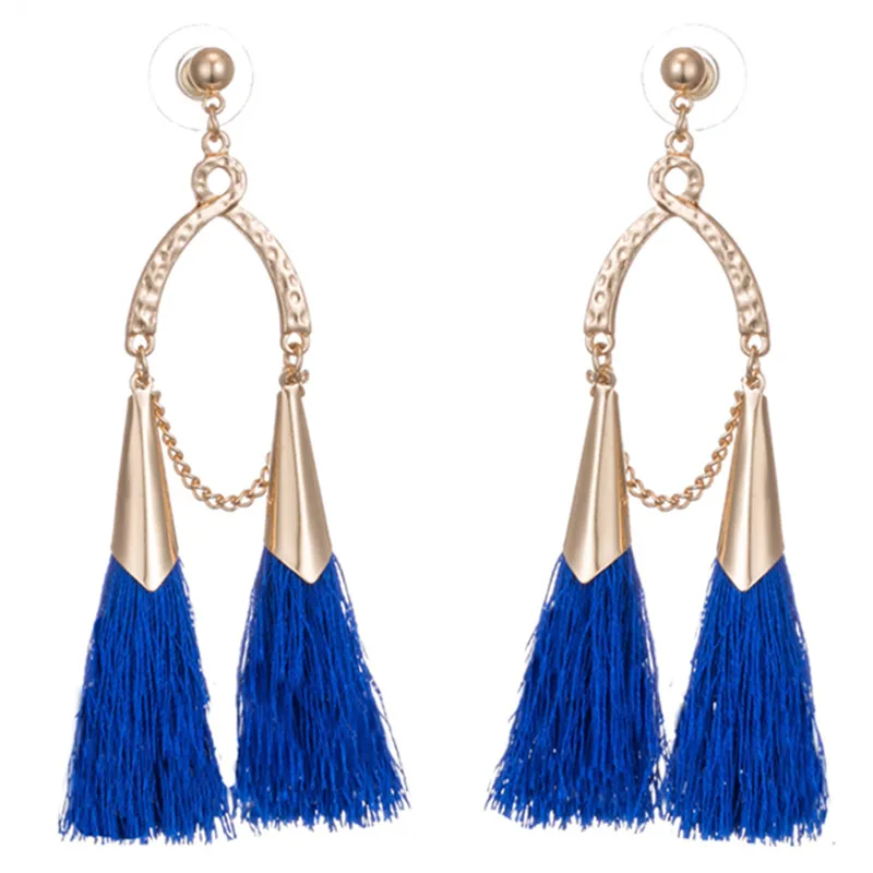 Золотой цвет металла Различные цвета кисточкой серьги Роскошные женские