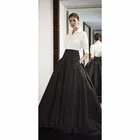 2017 официальная длинная юбка для офиса, женское черное Атласное Бальное платье, Женская длинная юбка с карманами, элегантные вечерние юбки на заказ