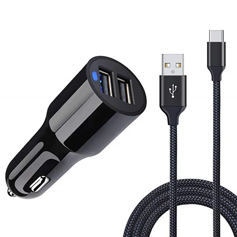 Автомобильное зарядное устройство флеш накопитель двойной выход 3 фута USB кабель