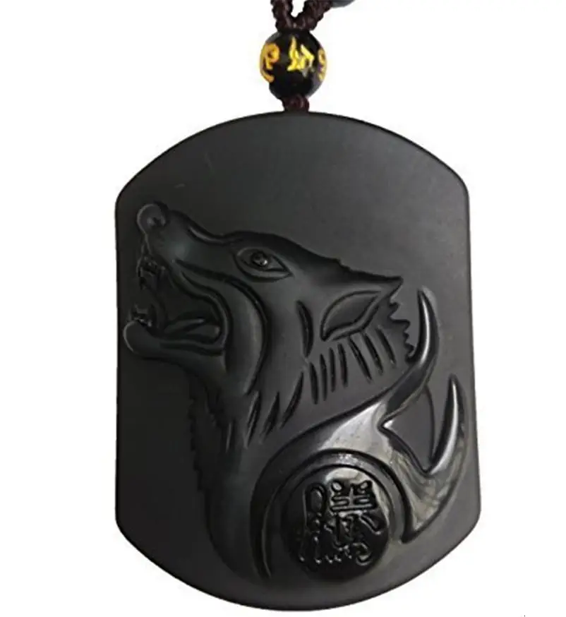 100% новинка натуральный черный обсидиан камень резная воющая подвеска в виде