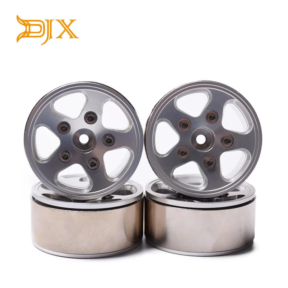 

DJX 4PCS 1.9 Inch Beadlock Wheel Rims 12mm Hex Hub For 1/10 RC Crawler Car Axial SCX10 90046 D90 D110 TF2