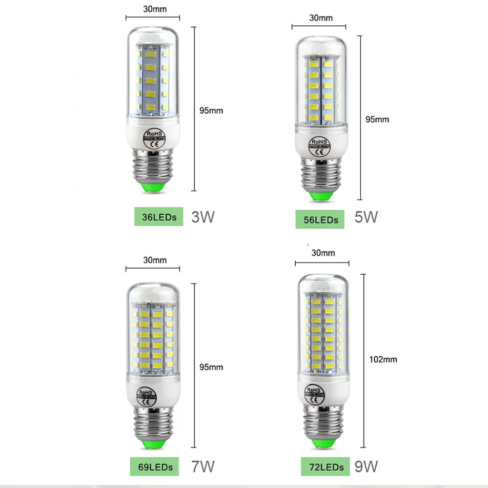 220В Светодиодная лампа Кукуруза лампада E27 E14 5730SMD 24 36 48 56 69 72 светодиодных свечей