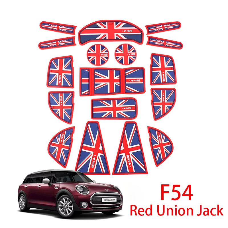 F54 Red Union Jack Юнион Джек Автомобильный держатель для воды ворота Слот коврики силиконовые Противоскользящие коврики для Mini Cooper One F54 F55 F56 F60 земляк автомобильные аксессуары - Название цвета: F54 Red Union Jack