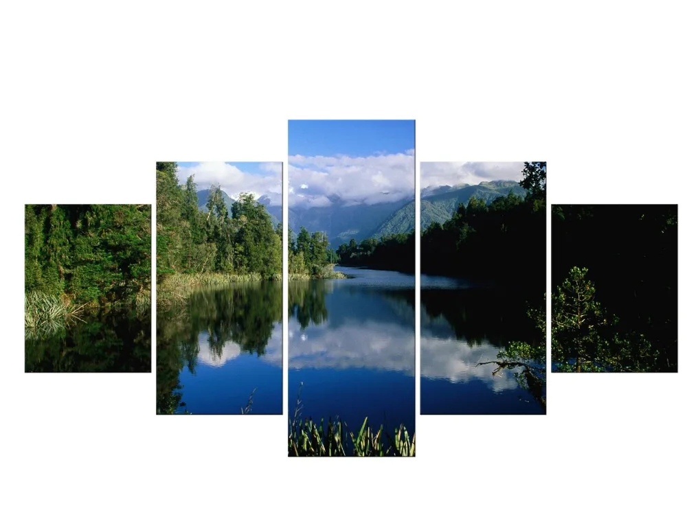5 шт. настенные картины с изображением синего неба реки луга пейзажа|decorative