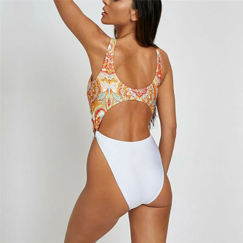 Новинка 2019 женское слитное бикини винтажный купальник с принтом мягкий пуш-ап
