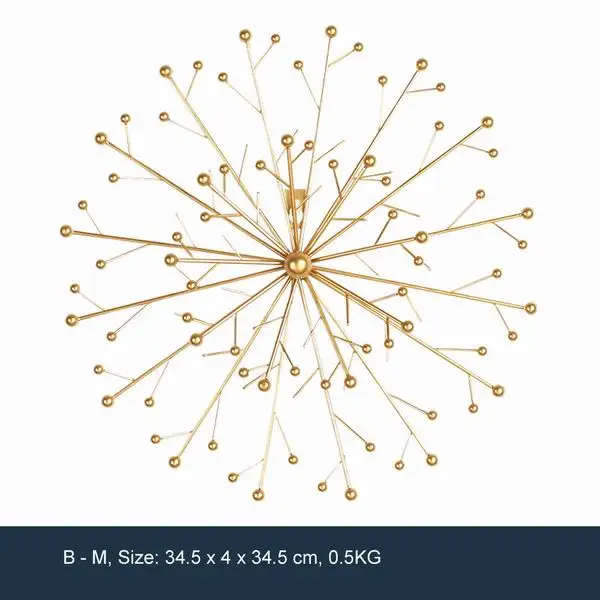 B-M Цвести Аннотация Искусственный Металл Wall Art Home Decor Железный Золотой Стикер Стены Домашнего Декора Комнаты - Цвет: B-M