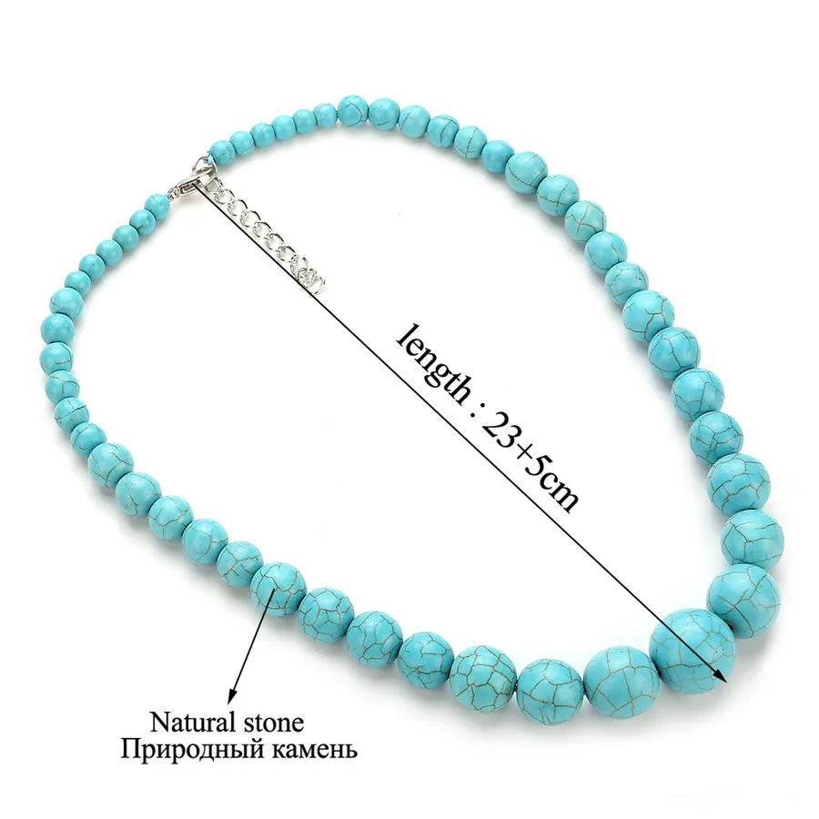 Fashion Bohemian Tribal Artisan Strand Jewelry Turquoises Blue Stone Women beads Necklace |