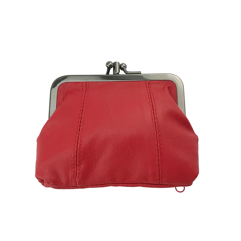 0330Red BELLO TUTTI, кошелек из натуральной кожи для монет, женский маленький кошелек, металлический каркас, сумка для денег, мини, Женский карман, кошельки, держатель для ключей - Цвет: 0330Red