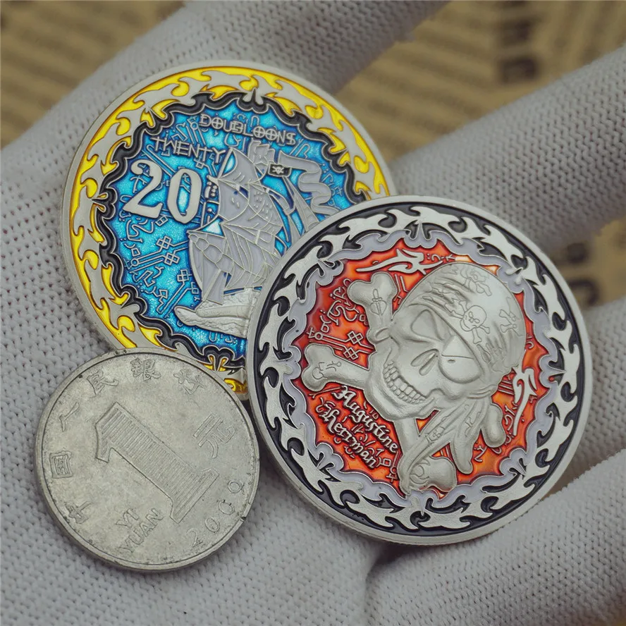 2 шт пиратские памятные монеты красочная сувенирная коллекция черепа с монетным