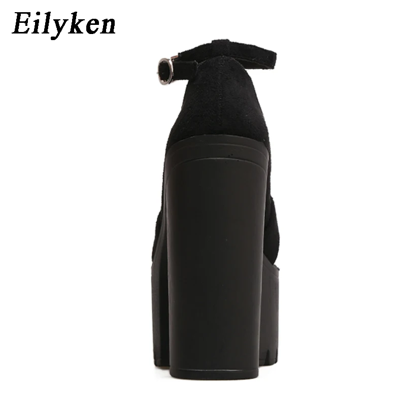 Eilyken/Модная женская обувь с пряжкой на платформе; модель года; сезон весна; туфли-лодочки на квадратном каблуке с резиновой подошвой и нескользящей подошвой; женская модельная обувь; обувь для вечеринок; Цвет Черный