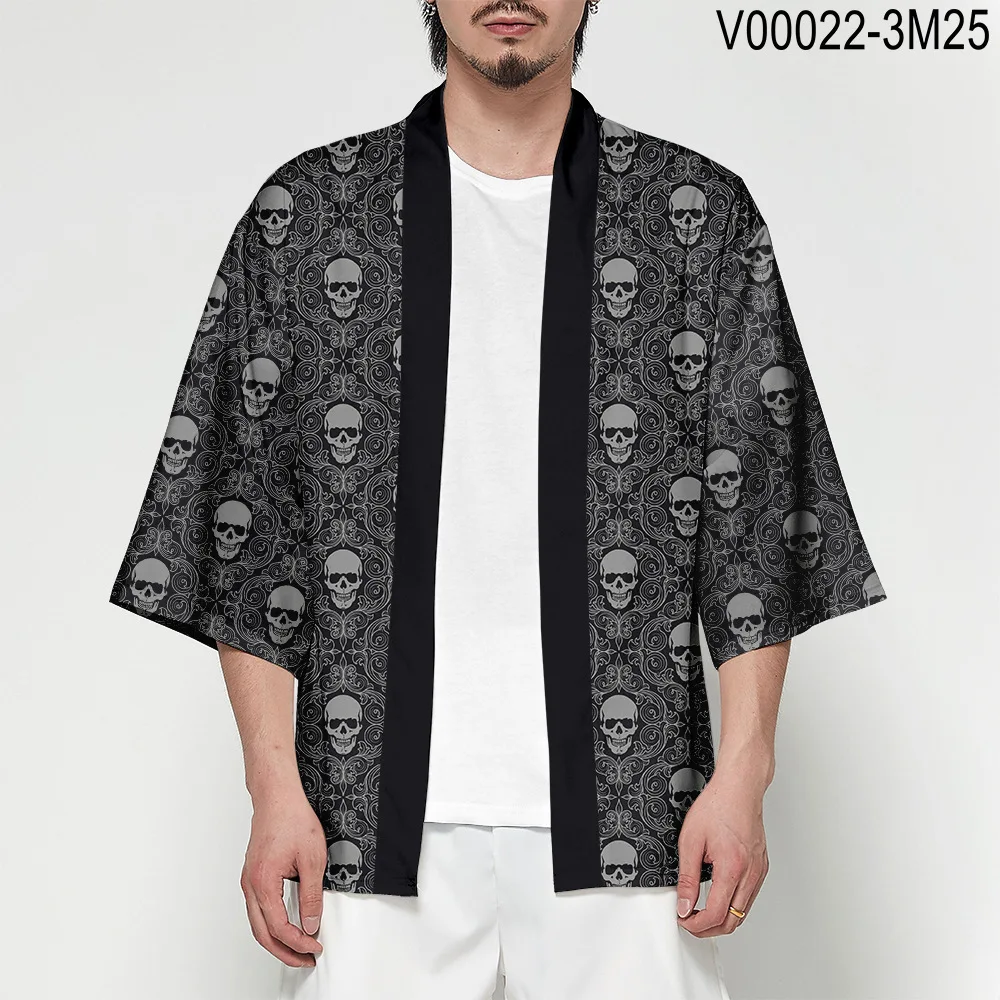 Kimono Cardigan Men Japanese Obi Male Yukata Men's Haori Short Outwear Japanese Samurai Clothing Traditional Japanese Clothing - Цвет: 004