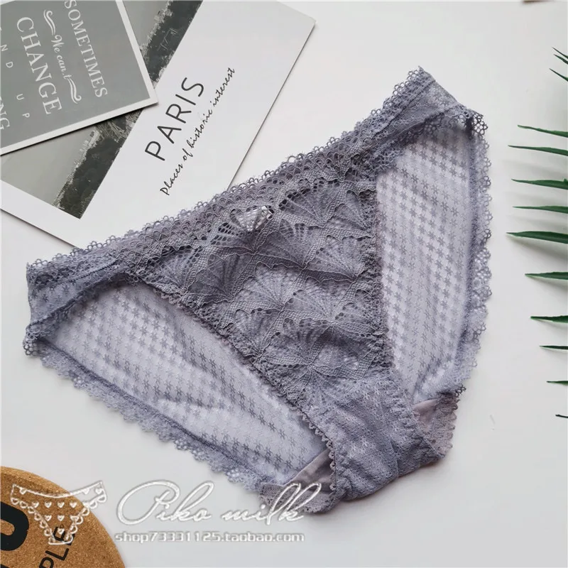 purple HUI GUAN, корейский стиль, соблазнительное женское нижнее белье, трусики, милые кружевные трусы, дышащие, мягкие, открытые, сексуальное женское белье - Цвет: purple