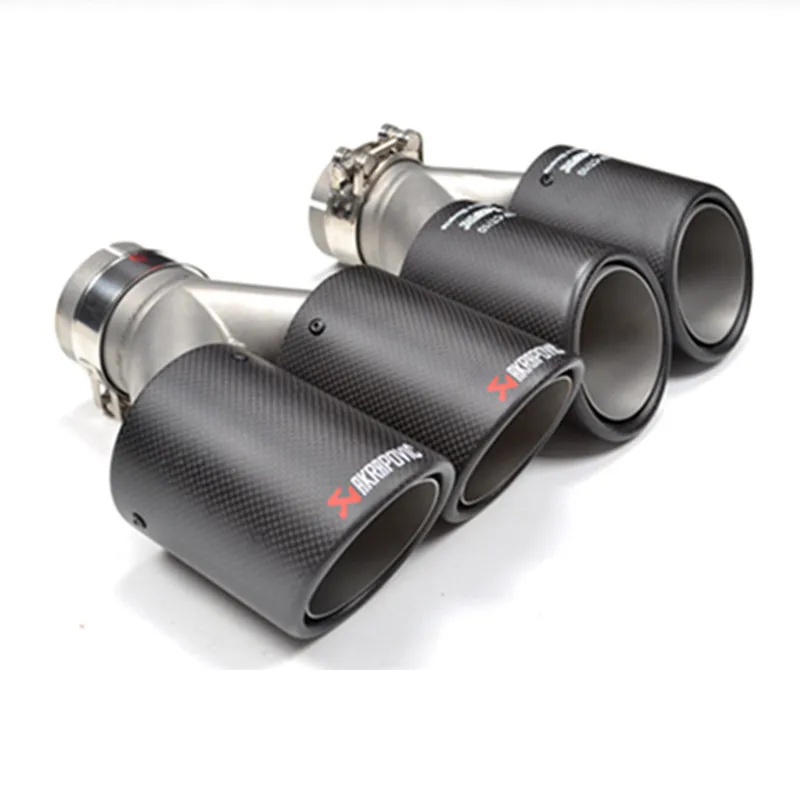 1 шт. двойной AKRAPOVIC углеродное волокно+ нержавеющая сталь выхлопной трубы глушитель Матовый Серебряный выхлопной наконечник