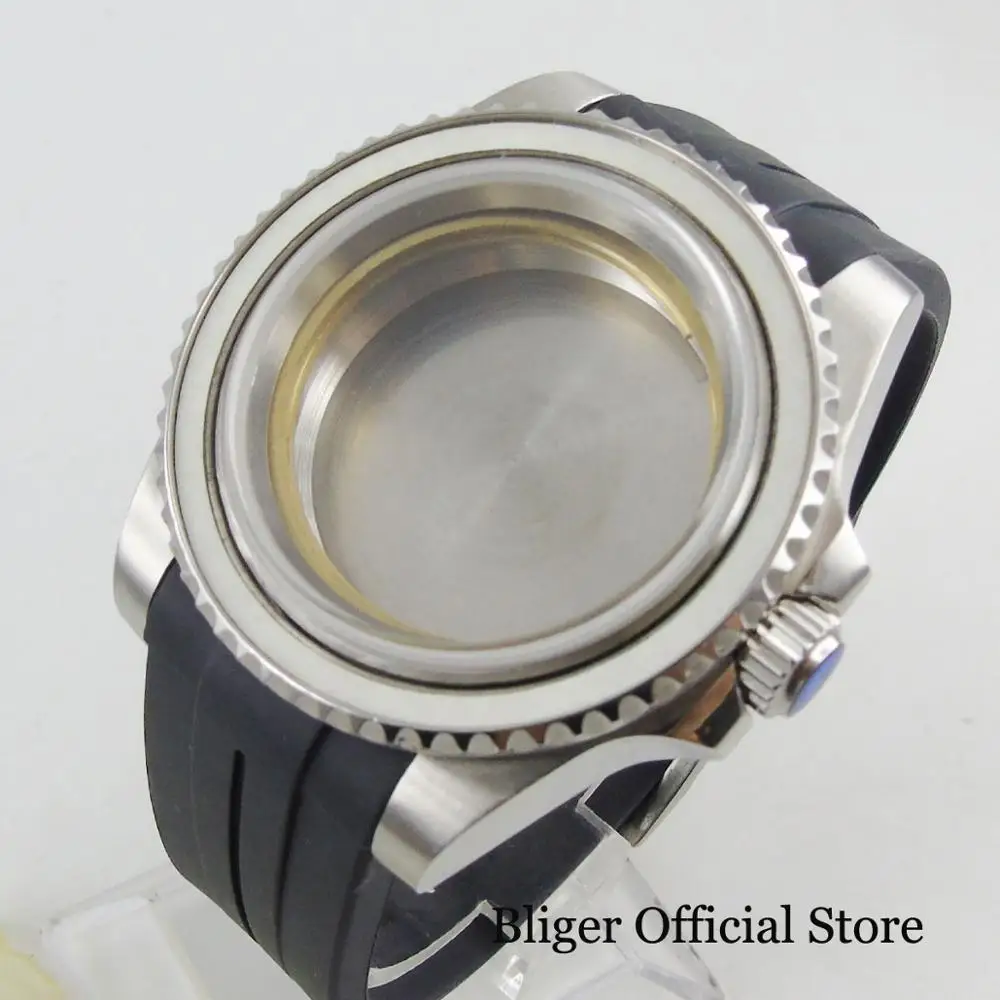 High Quality 40mm Stainless Steel Watch Case With Rubber Strap Fit for ETA 2836 Automatic Movement