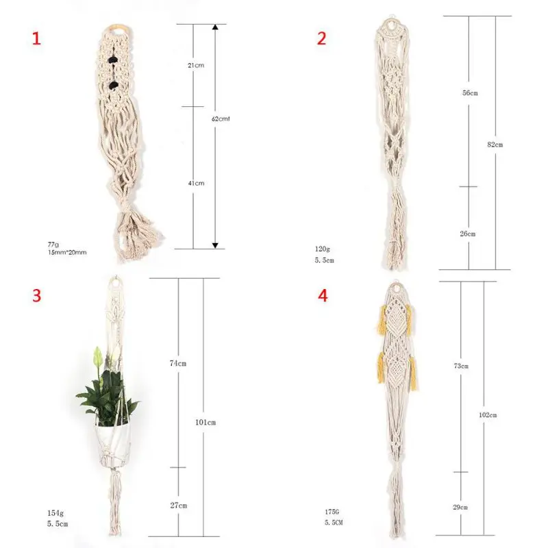 Exquisite Bohemian Tapestry Hanging Basket Pendant Cotton Simple Wall Decoration Flower Pot Mesh Restaurant Bar | Дом и сад