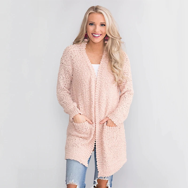 Women Jackets Coat Autumn Fleece Warm Cotton Veste Femme Long Pockets Loose Sleeve Tops Cardigan WLD429 |