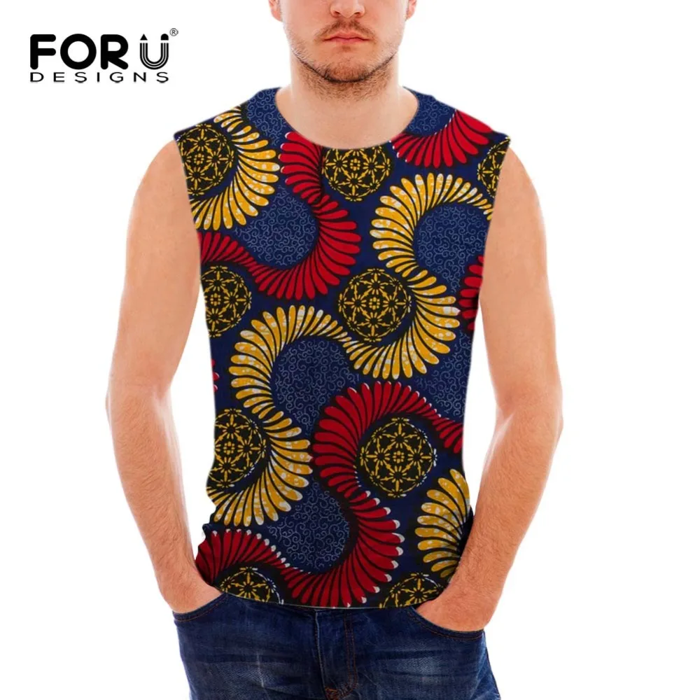 FORUDESIGNS/Летняя майка для мужчин одежда и фитнес африканские принты мужские