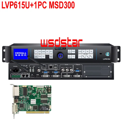 VDWALL LVP615U + 1 шт. входы MSD300: USB/видео/YPbPr/VGA/DVI/HDMI/DP 2304*1152 WIFI светодиодный видеопроцессор