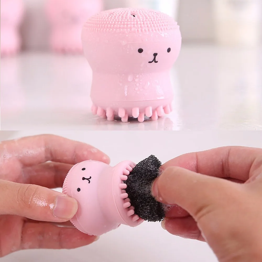 1PCS Powder Cosmetic Puff Face Skin Care Cleaning Tools Makeup Sponge w/ Sillicone Brush Blending Face Foundation Cream Blending