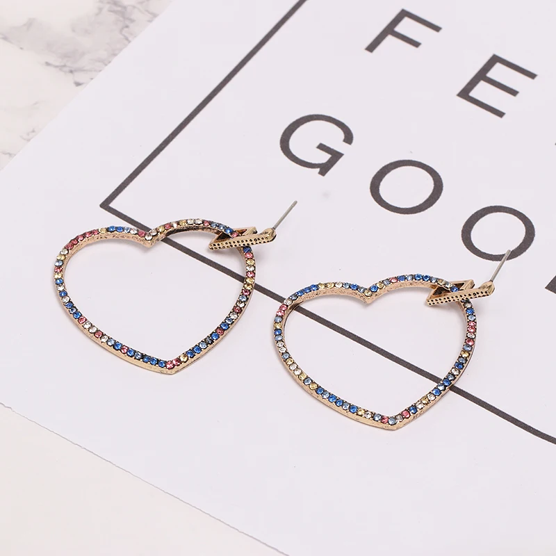 Jujia богемные модные подвесное сердечко серьги новые Bijoux блестящие разноцветные модные ювелирные изделия серьги для женщин оптом