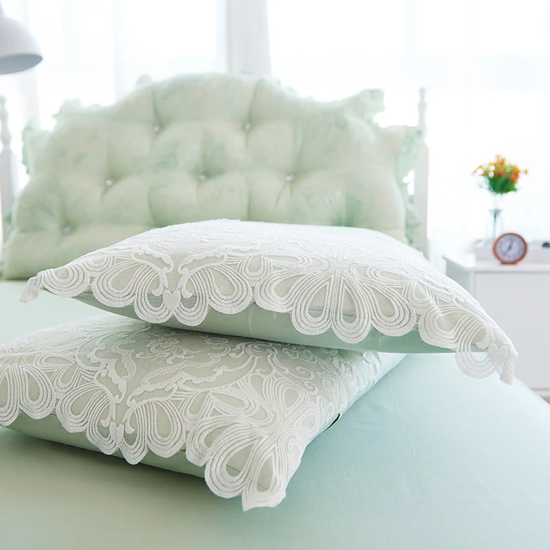 2019 White green princess style 100% Cotton lace jacquard luxury wedding Bedding Set Duvet Cover Bed Linen skirt Pillowcases | Дом и сад
