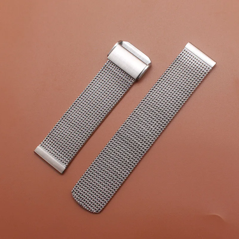 

Release pins Solid Mesh Watchbands New Folding Buckle Strap Bracelet fit Smart watches men 18mm 20mm 21mm 22mm 24mm Silver Black
