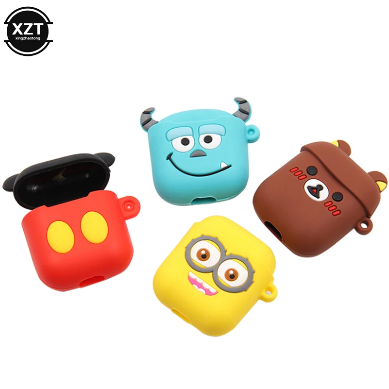 Мультяшный беспроводной Чехол для Bluetooth наушников силиконовый чехол с зарядкой