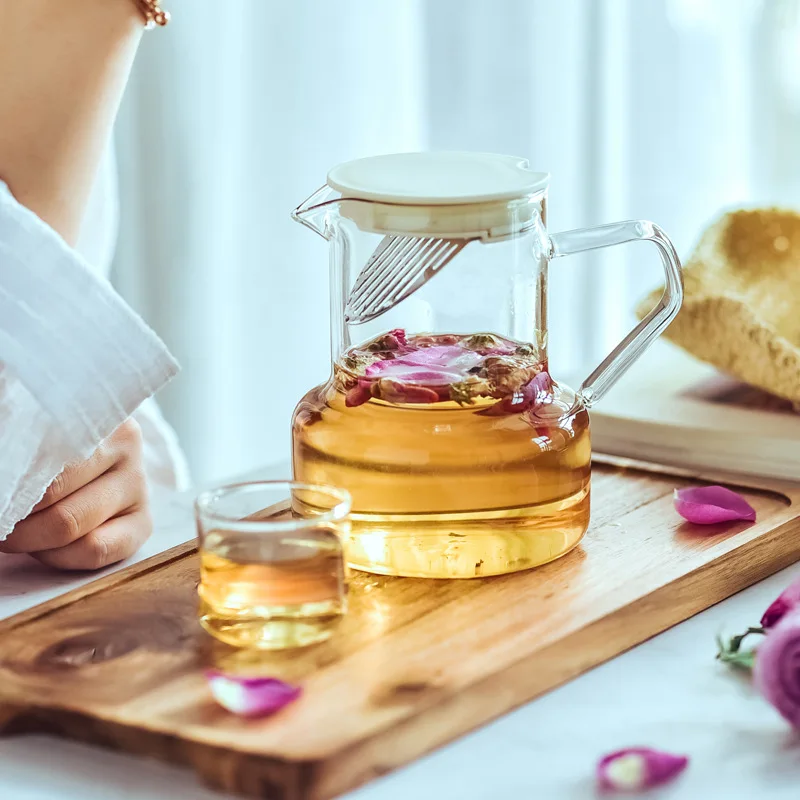 Clear Borosilicate Glass Teapot with Stainless Steel Infuser Strainer Heat Resistant Green Tea Pot Sangria Kettle | Дом и сад
