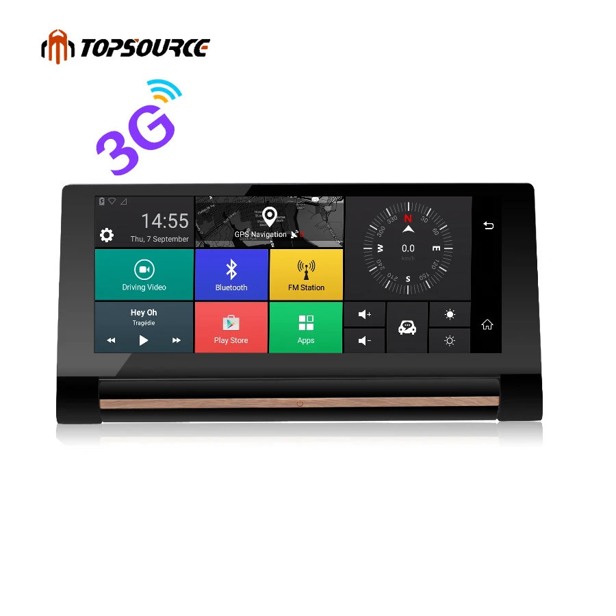 TOPSOURCE 2017 3G Автомобильный gps навигатор двойная камера Bluetooth Android GPS автомобильный с